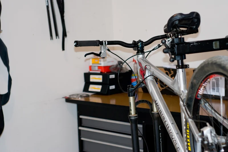 Mountain Bike On Stand - Bike Maintenance