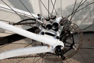 Rear Brake Mounted On Mountain Bike Frame