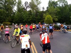 Riders Getting Ready to Start the Rome Century Ride