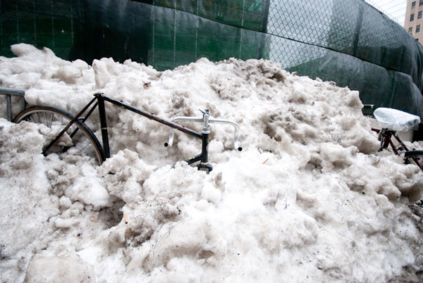 Delivery Bike In New York City Snow