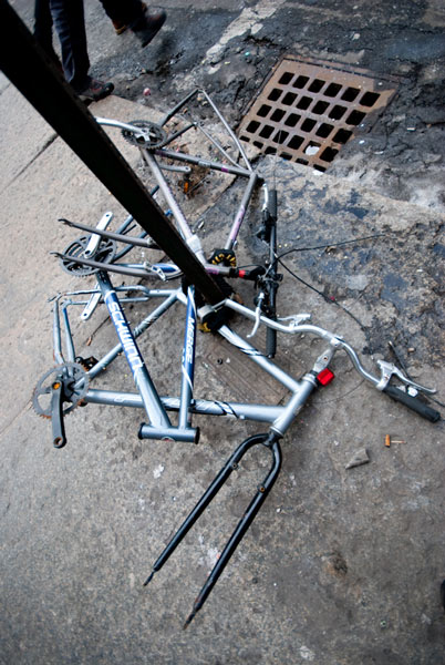 Frame Graveyard On NYC Street Post