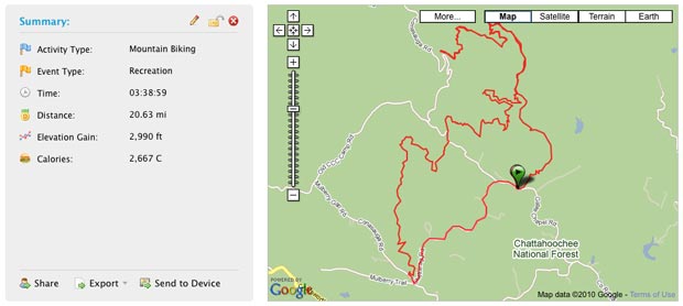 Bear and Pinhoti Map - Mountain Biking