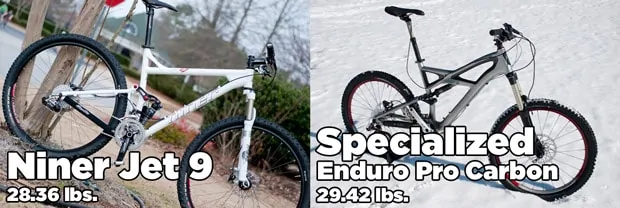 Specialized Niner Weight Comparison Specialized Niner Weight Comparison